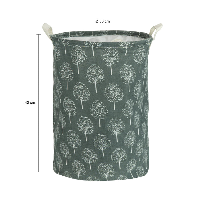 QUVIO Wasmand rond stof - boom - Grijs (1)