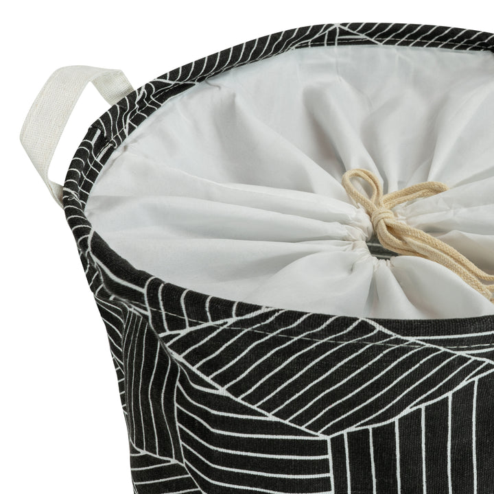 QUVIO Wasmand rond stof - hexagon - Zwart (2)