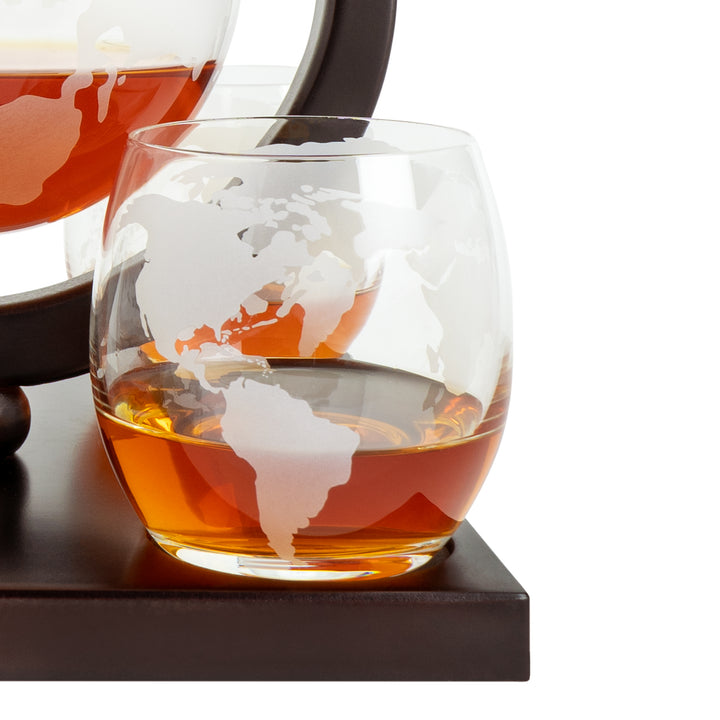 Aretica Luxe Whiskey Karaf wereldbol met 4 glazen (4)