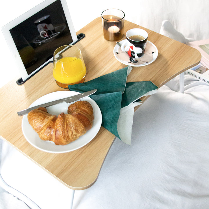 Bedtafel voor laptop, tablet, boek of ontbijt - hout (6)