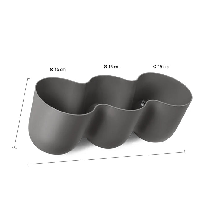 QUVIO Wand bloempot-trio plastic - Antraciet (1)