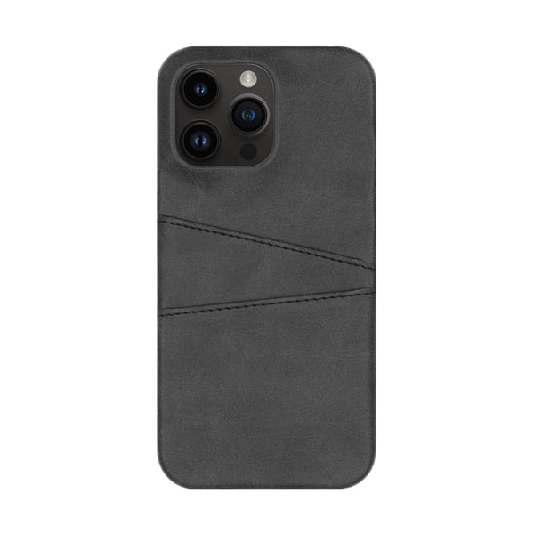 BMAX PU Leather Card Slots Hard Case hoesje voor iPhone 14 Pro Max - Black/Zwart