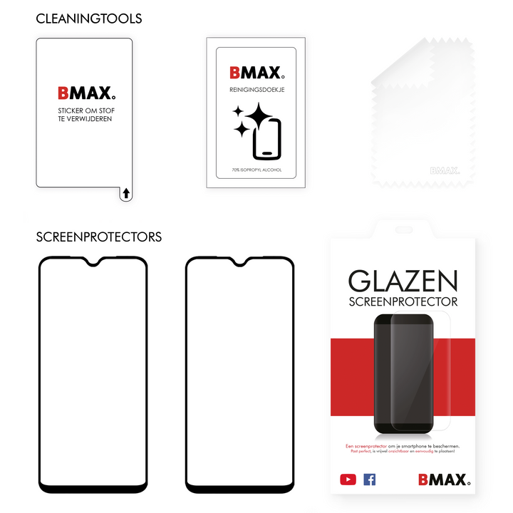 2-pack BMAX Huawei P30 Screenprotector - Gehard glas - Full Cover (4)