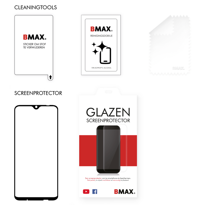 BMAX Huawei P Smart 2019 Screenprotector - Gehard glas - Full Cover (2)