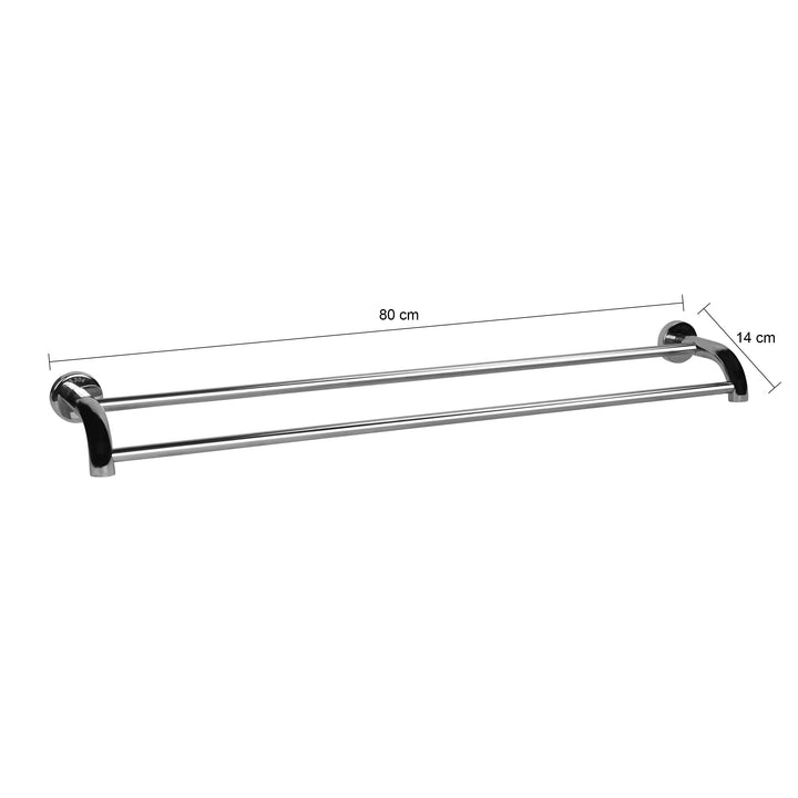 QUVIO Handdoekrek wand met 2 stangen - RVS - 80 cm (1)