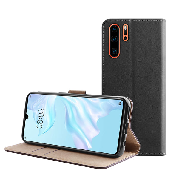 BMAX Leren flip case hoesje voor Huawei P30 Pro - Zwart