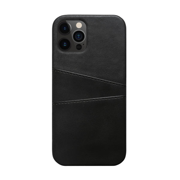 BMAX PU Leather Card Slots Hard Case hoesje voor iPhone 12 Pro - Black/Zwart