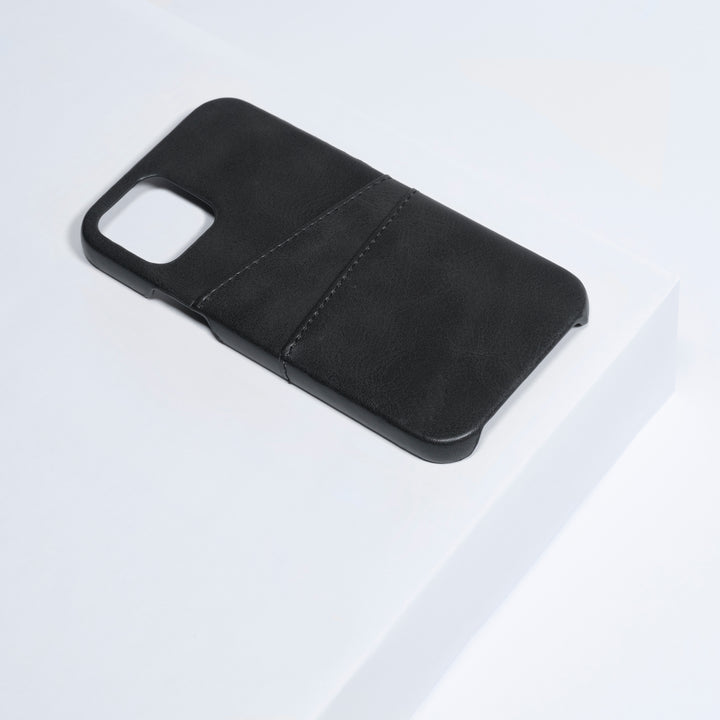 BMAX PU Leather Card Slots Hard Case hoesje voor iPhone 12 - Black/Zwart (1)