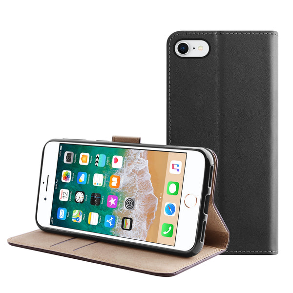 BMAX Leren flip case hoesje voor iPhone 6/6s - Zwart