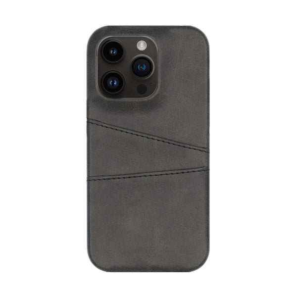 BMAX PU Leather Card Slots Hard Case hoesje voor iPhone 14 Pro - Black/Zwart