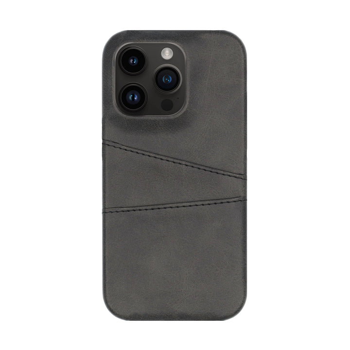BMAX PU Leather Card Slots Hard Case hoesje voor iPhone 14 Pro - Black/Zwart