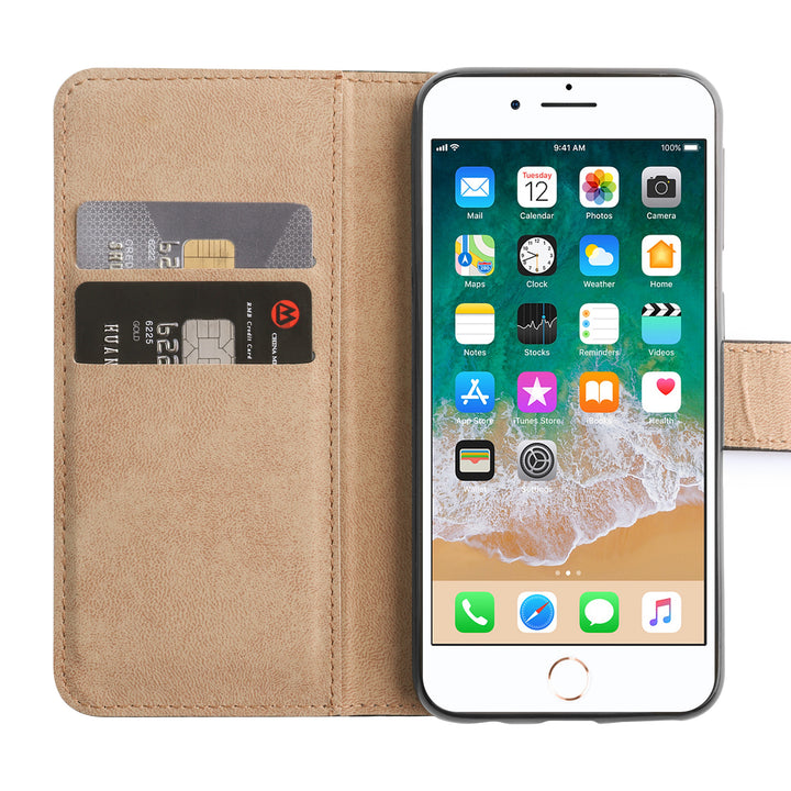 BMAX Leren flip case hoesje voor iPhone 7/8 Plus - Zwart (3)