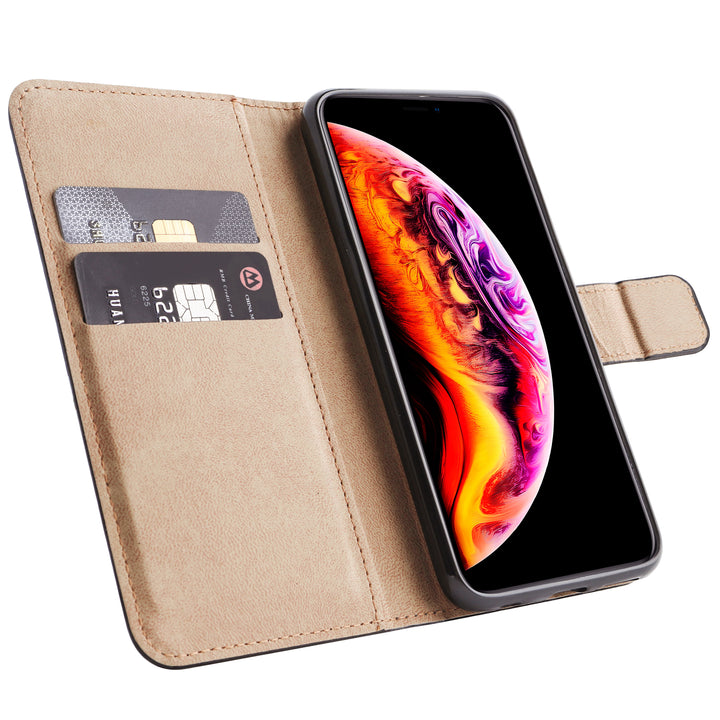 BMAX Leren flip case hoesje voor iPhone X/XS - Zwart (1)
