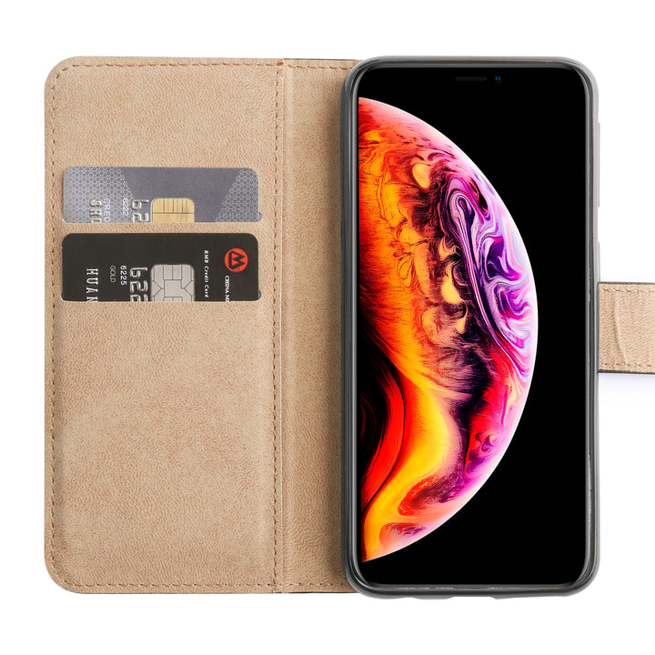 BMAX Leren flip case hoesje voor iPhone X/XS - Zwart (3)