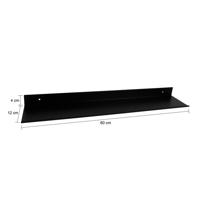 QUVIO Metalen muur plank - Zwart - 60 cm (1)