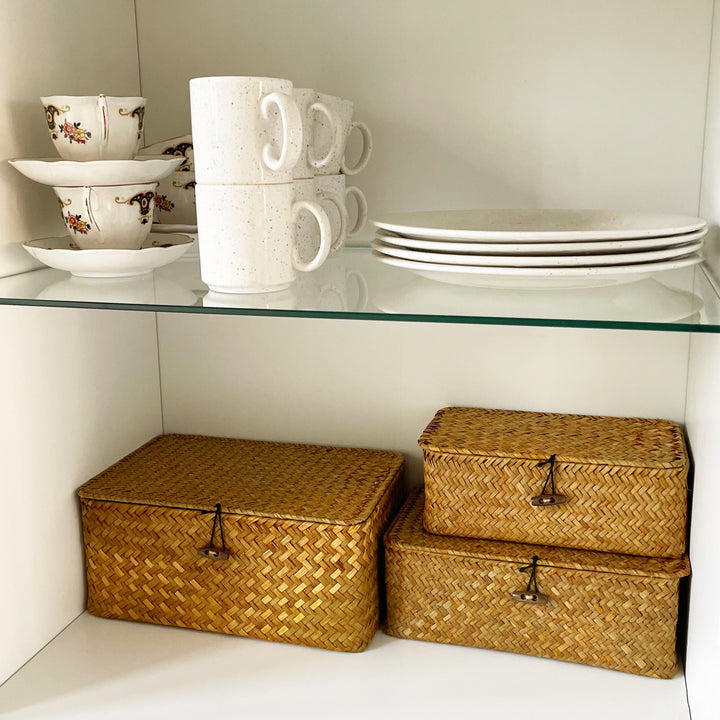 QUVIO Opbergmand - 29 x 19 x 12 cm - Rotan - Bruin (7)