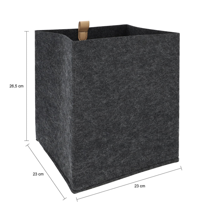 QUVIO Organizer vierkant - 23 x 26,5 cm - Vilt - Donker grijs (1)