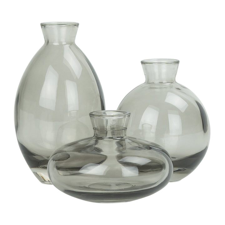 QUVIO Vazen set van 3 - Glas - Donkergrijs (1)