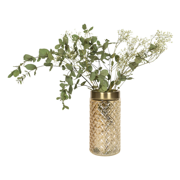 QUVIO Vaas met goud patroon - 22 cm - Goud (1)