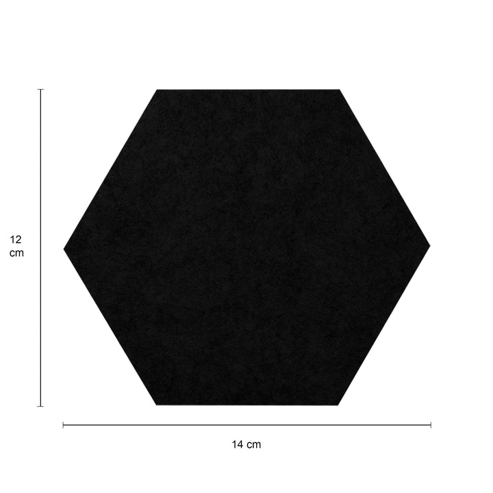 QUVIO Vilten memobord hexagon set van 10 - Zwart (1)